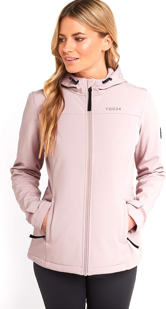 TOG24 Keld Lightweight Womens Softshell Jacket, Windproof, Showerproof Zip Up Outdoor Jacket with Hood