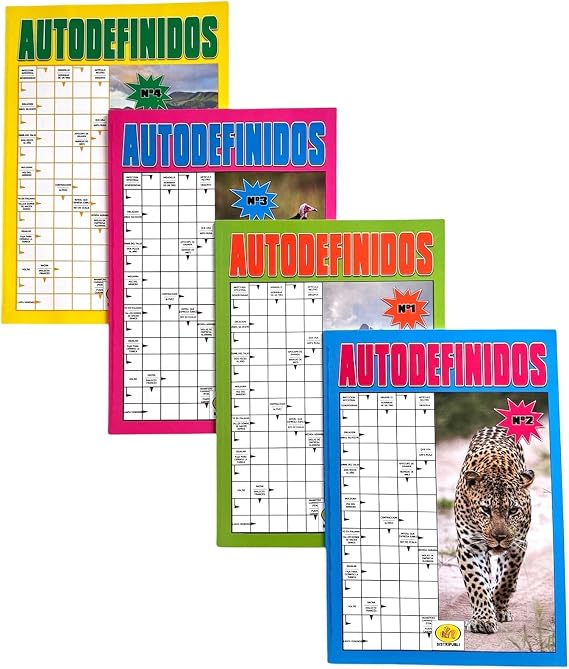 Autodefinidos Pack of 4 Spanish Hobby Books for Adults and Older Large Print in Black and White