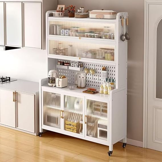 Spacious Kitchen Cabinets with Worktops & Vanities Freestanding Pantry & Coffee Bar Stylish Storage Solution 120x42x201cm - Perfect for Modern Kitchens!