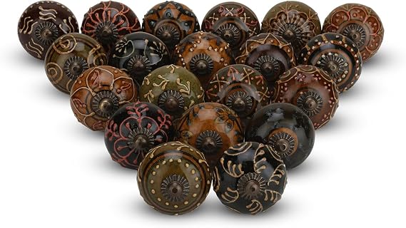 Dark Assorted Ceramic Cabinet Knobs Pack of 30