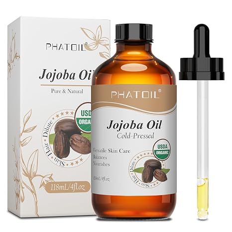 PHATOIL Jojoba Oil Organic Cold Pressed 118 ml for Skin Hair Nails with