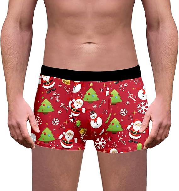 Christmas Boxers for Men Funny Mens Underwear Boxer Briefs Christmas Holiday Novelty Xmas Boxers Shorts Comfort Underwear Humorous Gag Gifts for Men