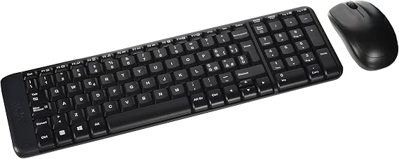 Logitech MK220 RF kablosuz Siyah klavye – klavye (standart, RF kablosuz, siyah, fare dahil)