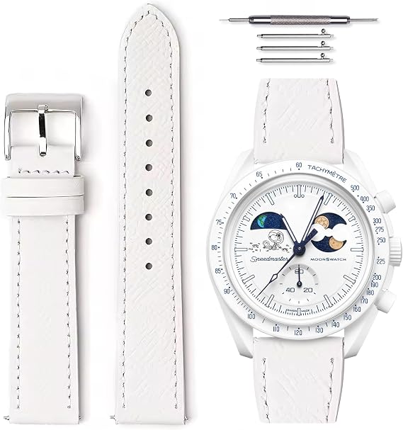 HORACE Grained Leather Quick Release Universal Watch Strap Compatible with Omega x Swatch MoonSwatch 20mm