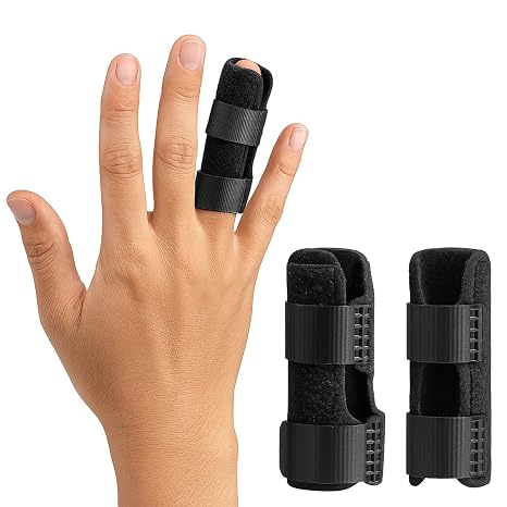 2PCS Trigger Finger Splint - Enhanced Finger Brace with 2 Aluminum Support Bars for Broken Fingers, Arthritis, Straightener & Immobilization (Suitable for Middle, Ring & Index Finger)