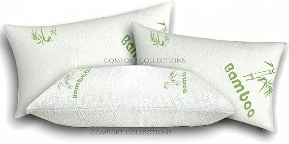Comfort Collections Memory Foam Bamboo Pillow Premium Firm Neck Support and Anti-Allergy Foam Orthopaedic Hypoallergenic Shredded Bed Pillow PACK OF 2 BAMBOO PILLOW.