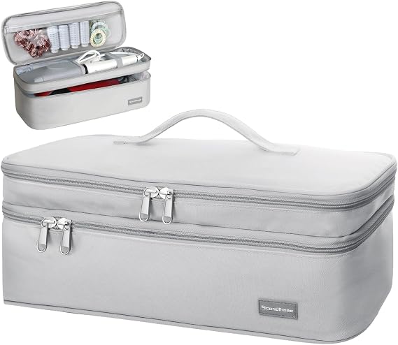 Double-Layer Travel Storage Bag Compatible with Dyson Hair Dryer and Attachments, Portable Carrying Case for Hair Dryer Brush/Volumizer/Styler/Hot Tools Scandihome Series, Grey(Bag Only)