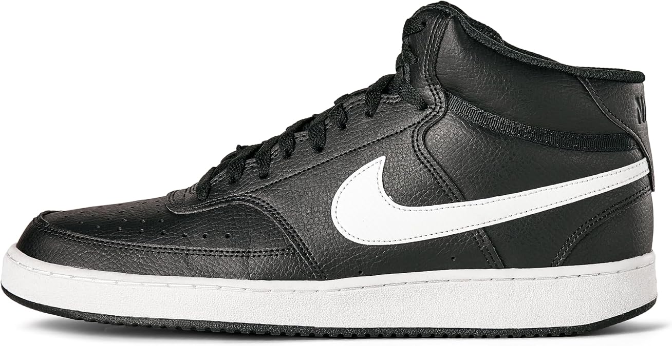 Nike Men's Court Vision Mid Next Nature Basketball Shoe Black / white 40 EU