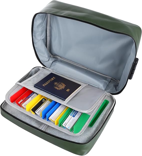 ASelected Fireproof Document Box, Green, 37 x 27 x 10 cm