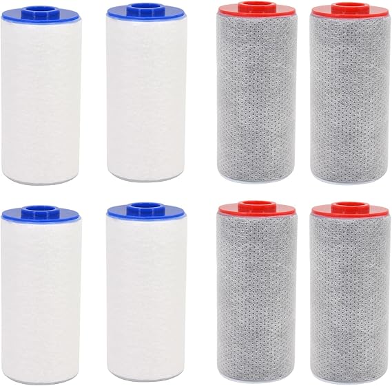 Replacement Filter Cartridges for Weddell Duo Shower System, Chlorine & Contaminant Removal, 8 Pack (4 Blue + 4 Red)