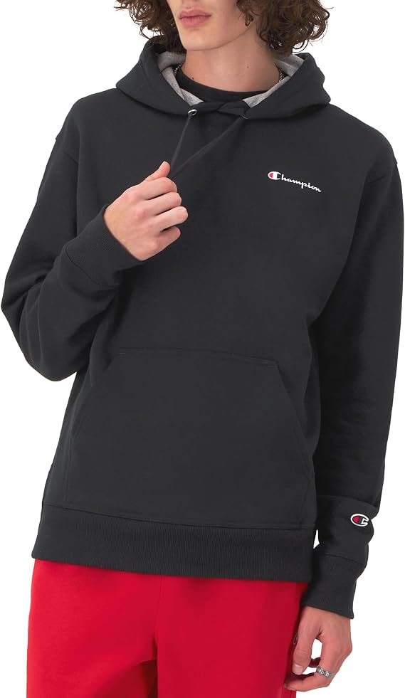 Champion Men's Pullover Fleece Hoodie, Standard Fit, Midweight, C Logo, Available in Regular and Big & Tall