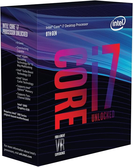 Intel CPU Core i7-8700K, 3.7 GHz, 12M Cache, 6 Cores/12 Threads LGA1151, BX80684I78700K