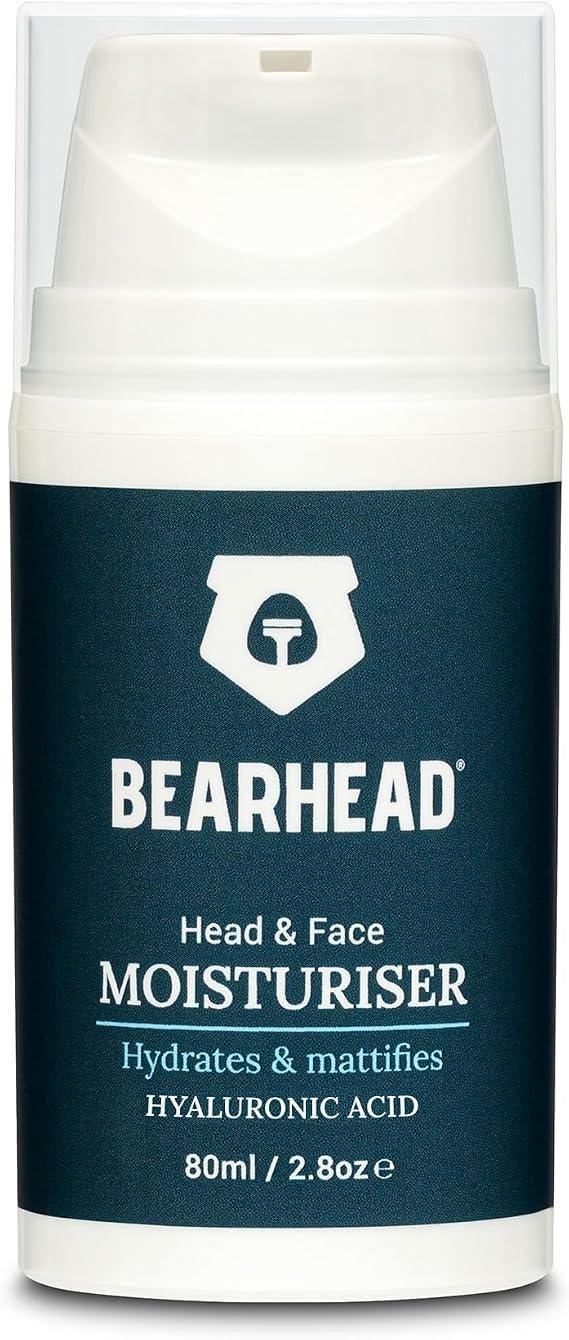 BEARHEAD Mattifying Moisturiser for Bald Heads & Faces | Non-Greasy 24-Hour Hydration | Salicylic Acid Reduces Breakouts & Hyaluronic Acid for Deep Hydration | Fast Absorption Daily Repair | 80ml