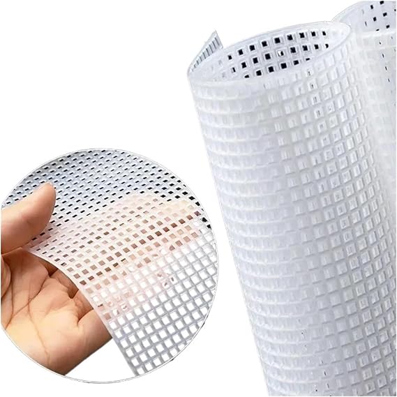 Mesh Plastic Canvas Sheets Plastic Mesh Cloth Bag Rug Thread Hook Craft Supplies DIY Handcraft Latch Hook Accessory Hook Crafts Durable Grid(White,60x42cm)