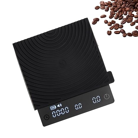 Black Mirror Mini TIMEMORE, Espresso Scale with Flow Rate Function, Portable Coffee Scale, 2kg/0.1g, Silicone Protective Pad, Black
