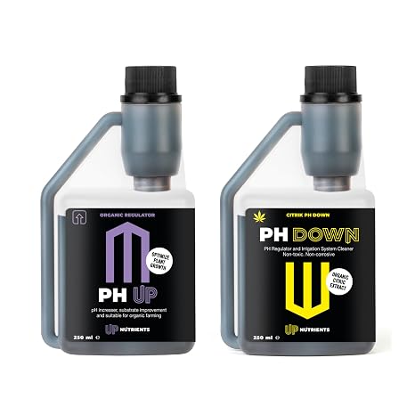 UP NUTRIENTS PH UP & DOWN Plant Regulator Pack 250ml to Increase & Decrease pH Levels Soil Cultures and Flowers 100% Organic Suitable for Organic Farming