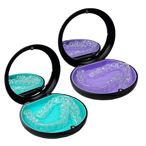 2 Pack Aligner Case with Mirror, Retainer Case for Invisalign