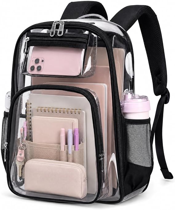 Clear Backpack, Transparent See Through Bag, PVC Waterproof Large Rucksack
