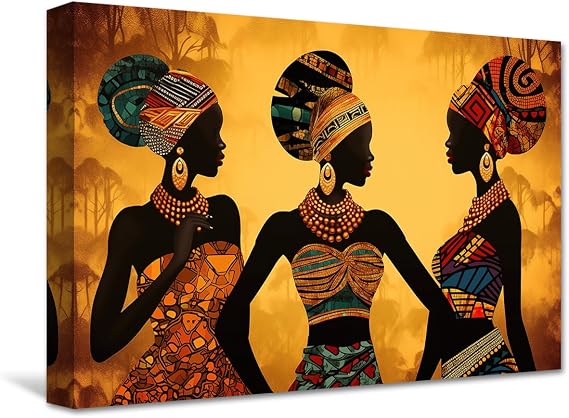 CXHOSTENT African American Woman Wall Art Black Art Painting African Girl Canvas Prints Retro Artwork for Black Women Girls Bedroom Decor (B, 30.00 x 45.00 cms)