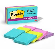 Post-it Süper Yapışkan Notlar, 8 Yapışkan Not Defteri, 4,8 x 4,8 cm, Okul Malzemeleri, Ofis Ürünleri, Dikey Yüzeyler, Monitörler, Duvarlar ve Pencereler için Yapışkan Notlar, Süpernova Neons