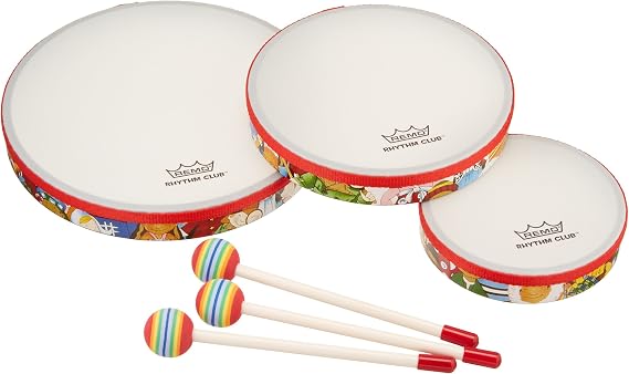 Remo RH3100-00 3-Piece Drum Set, Multicolor, Rhythm Club, Hand Drum Set, 6", 8", 10" Diameter