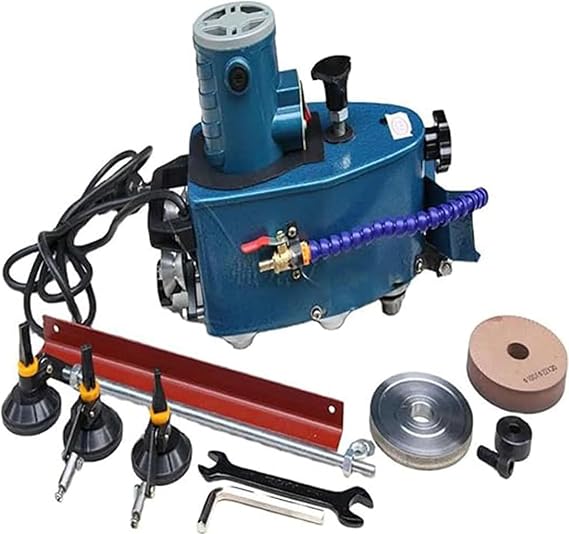 Electric Glass Edging Machine,Portable Small Glass Edger,8000r/Min Straight Round Bevel Edge Grinder with Bd Polishing Wheel,Polish Edge Machine for Acrylic Marble Ceramic