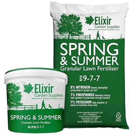 Elixir Gardens 9-7-7 Spring & Summer Blended Lawn Fertiliser 15kg Tub
