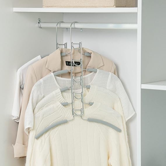 Nature Smile No Shoulder Bump Multiple Sweater Coat Clothes Hangers,Multi Layers Space Saving T Shirt Blouse Rack