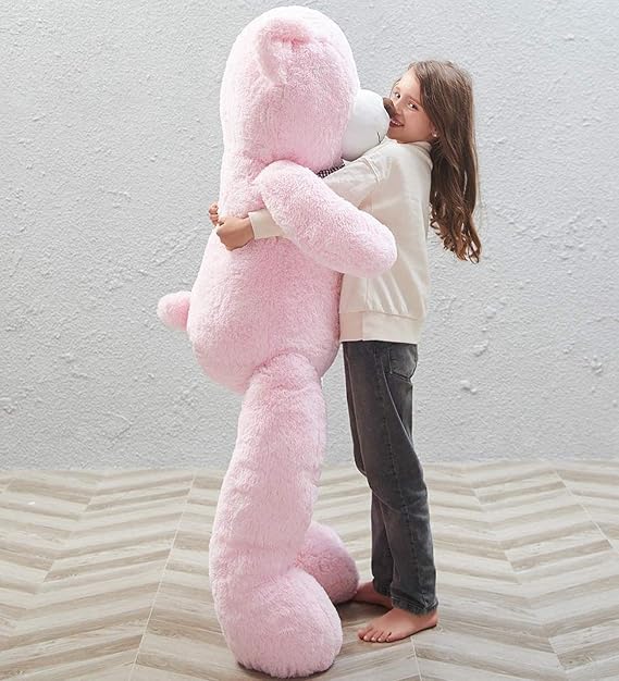 Papyonlu Sevimli Büyük Peluş Ayıcık, 130 cm -% 100 YERLİ PEMBE