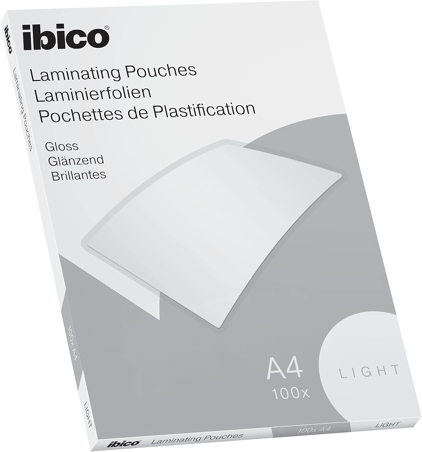 Ibico Basics Laminating Pouches A4, 150 Micron 2x75, Water Resistant, Rounded Corners, Crystal Clear Gloss Finish, Pack of 100 - Premium Quality & Long Lasting Document Protection, 627308