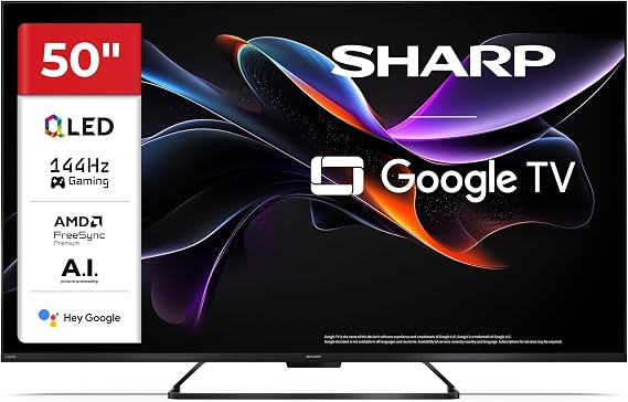 SHARP 50HR7365E 50 Inch 4K Ultra HD QLED Google TV 144 Hz [Energy Class F]