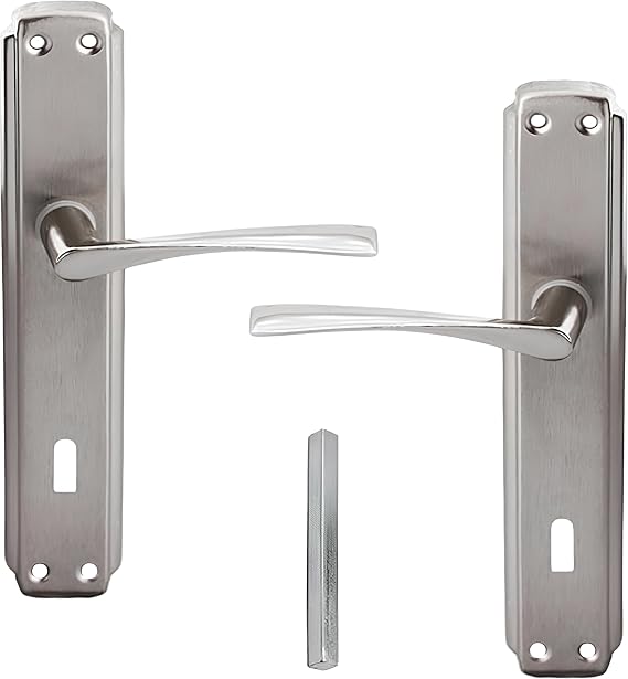 Oda Kapı Kolu Nikel İnox Aynalı Sağa Sola Uygun İç Dış Ahşap Pvc Metal Çelik Kapısı Tutamağı 1 Takım