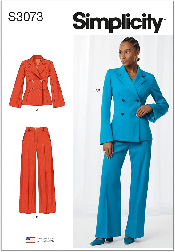 SIMPLICITY Sewing Pattern SS3073AA Misses' and Women's Jacket and Trousers AA (10-12-14-16-18)