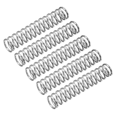 sourcing map Compression Spring, 15Pcs 304 Stainless Steel, 8mm OD, 1mm Wire Size, 45mm Free Length, Silver Tone