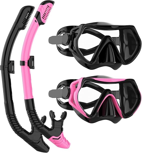 Snorkel Set Adults, JRing Snorkel Set with Anti Fog Goggles Dry Snorkel