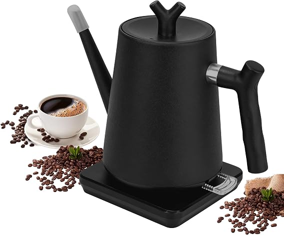 Electric Kettle Gooseneck 1 L Stainless Steel Kettle 1000 W Stainless Steel Coffee & Tea Maker with Intelligent Temperature Control 304 Stainless Steel for Coffee Tea Brewing Black