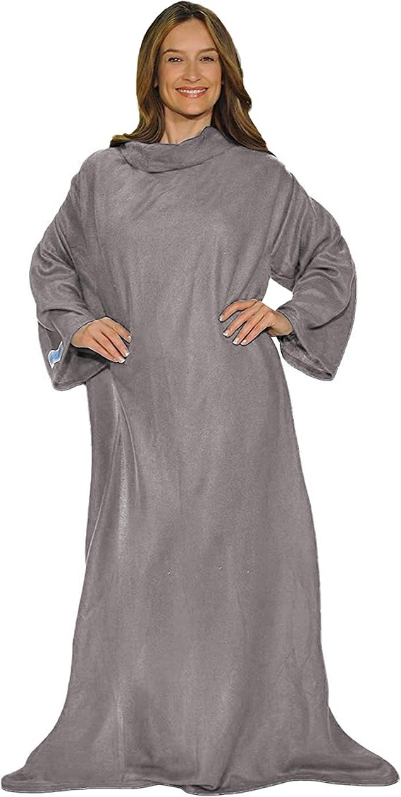 Snuggie - オリジナルウェアラブルブランケット 袖付き 暖かい 快適 スーパーソフトフリース 機能的な毛布 袖とポケット付き 大人 女性 男性 テレビで紹介 - チャコール