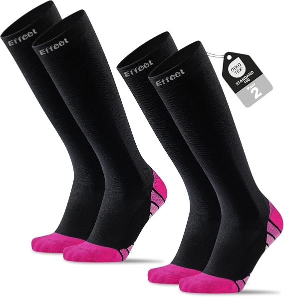 Compression Flight Socks for Men & Women, 2/4 Pairs, Cushioned