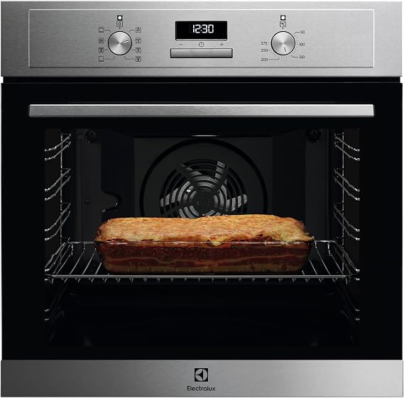 Electrolux EOH3H54X Horno Eléctrico de Convección, Multifunción, Grill Integrado, Serie 300, 7 Funciones, Cocción Multinivel, Limpieza AquaClean, 72 L de Capacidad, Inox Antihuellas, Clase A+ [Energy Class A+]