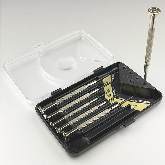 6 piece Precision Screwdriver Set, mini Sizes, Mixed (Phillips & Slot Head) with Custom Hard case. ENGINEER dm-60