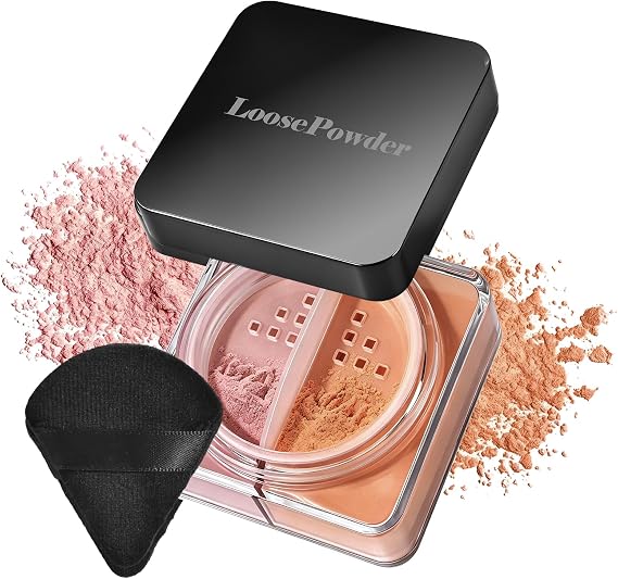 KYDA 2 Colors Baking Setting Powder Brightening & Blurring Loose, Oil-Control & Long-Lasting Blurring Face Powder, Lightweight Soft-focus Finish, Skin Correcting Makeup included Puff, Pink Pumpkin