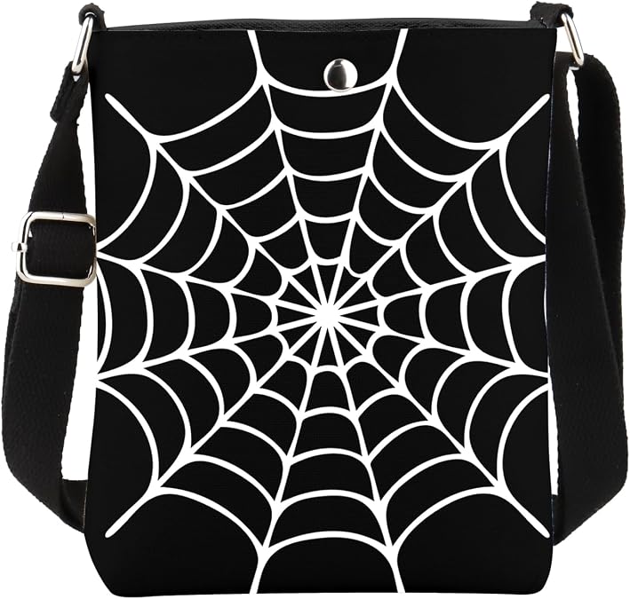 ENSIANTH Spiders Gift Spider Web Crossbody Purse Movie Fans Gifts for Spider Lovers Web Print Messenger Bag with Strap