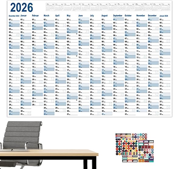 Day Calendar Large 2026 Planner Schedule Projects