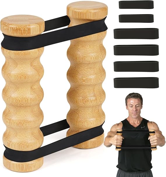 Rip Stick | Ripstick Gym Portable Exercise Equipment | Adjustable Resistance Bands with Wooden Handles | Full Upper Body Workout Exercise Stick for Shoulder Back Chest Arms