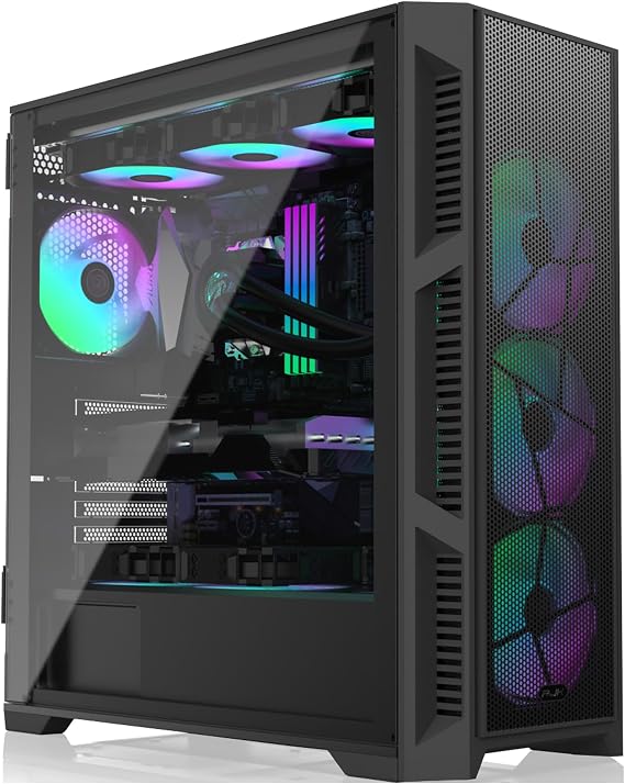 RAIJINTEK PONOS Ultra MS4 E-ATX Orta Kule PC Kasası, Açılan Temperli Cam Yan Panel, Ön Kurulum 4 ARGB Fan, Mesh Ön Panel, Siyah (0R20B00226)
