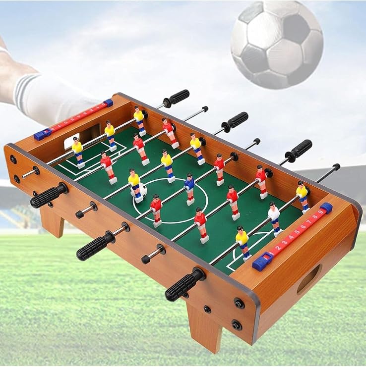 Ahşap Masa Maçı Langırt Oyunu, 18 Oyuncu, 2 Top, 70 cm, Çok Renkli