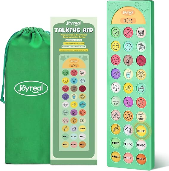 Joyreal AAC Device for Autism, Non Verbal Communication Tools for Speech Therapy&Stroke Rehab. Autism Talking Aids with 6 Programmable Buttons & Adjustable Volume for Kids&Adults(EN/ES Voice Switch)