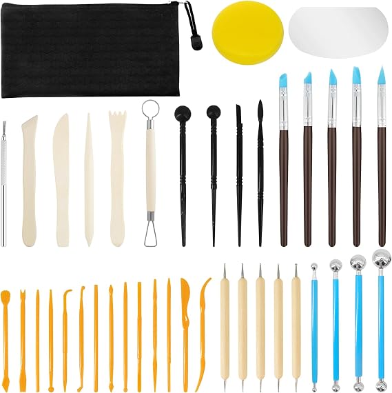 41 Pieces Kit Ceramic Tools Air Drying Clay for Beginners Artists Professional Tools Sculpture Clay Includes Bag and Clay Cutter for Shaping and Clay
