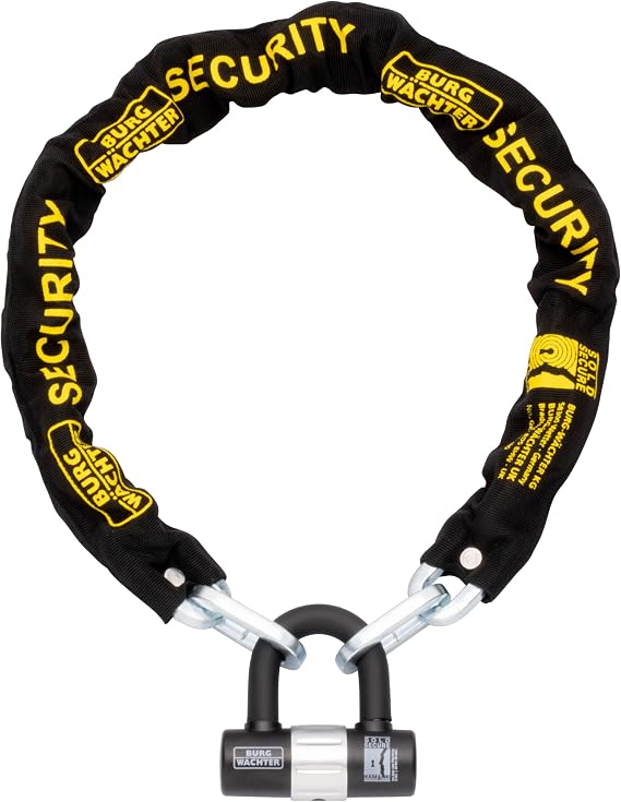 Burg-Wachter 1M Sold Secure Gold Bike Chain and Lock Kit, Black