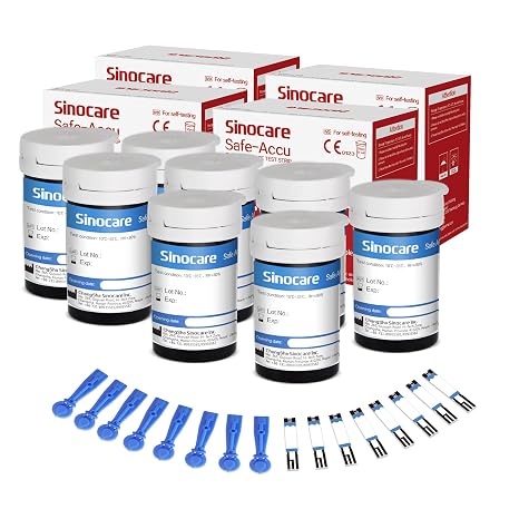 200 pcs Blood Sugar Test Strips&200 Lans for Sinocare Safe Accu Glucometer